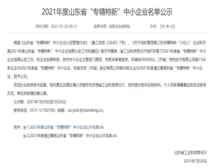 企業(yè)榮譽(yù)| 意美特機(jī)械入選2021山東省“專(zhuān)精特新”中小企業(yè)